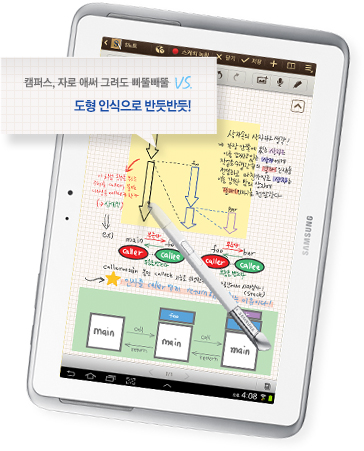 컴퍼스, 자로 애써 그려도 삐뚤삐뚤 VS 도형 인식으로 반듯반듯!